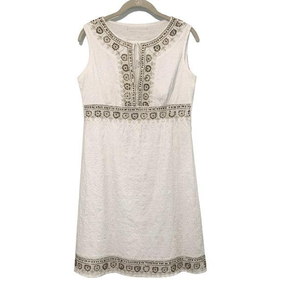 Miss Selfridge Boho White Summer Dress with Beading Details - Size M - Picture 1 of 7
